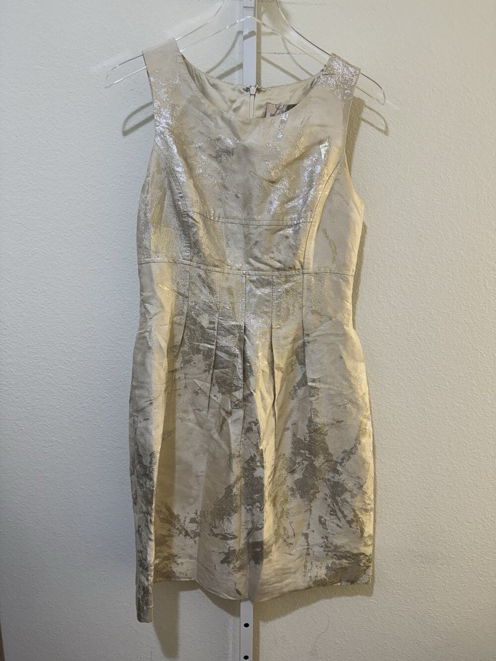 Lela Rose Gold Champagne Formal Mini Dress 8